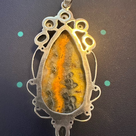Bumblebee Jasper pendant with real pearls and citrine. - Picture 2 of 3
